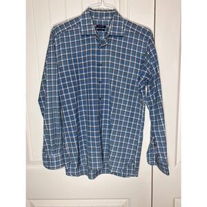 Suitsupply Chicago Slim Fit Plaid Dress Shirt Albiate 1830 Blue Brown L 39 15.5‎